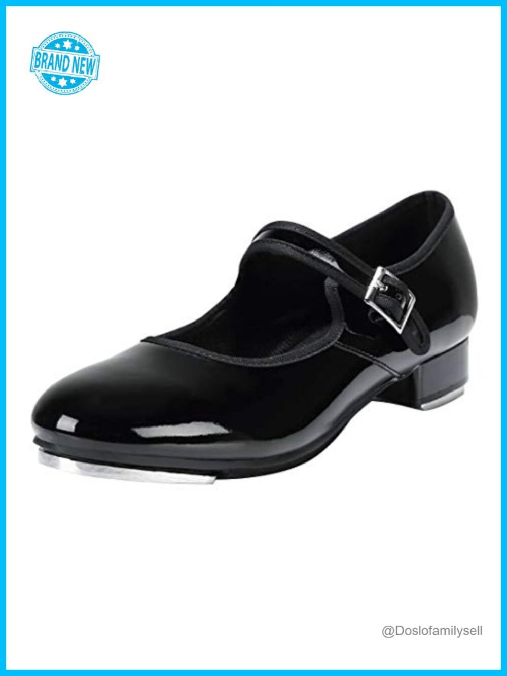 Unisex PU Leather Tap Dance Shoes Adjustable Mary Jane Easy Strap Low Heel